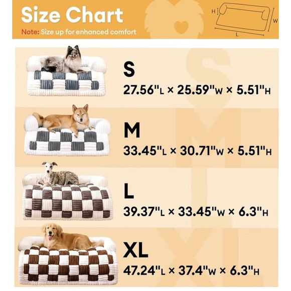 FUNNY FUZZY Pet Couch Cover Bed Medium Brown 33.5”x30.5” Non-Slip Plush - Picture 5 of 7
